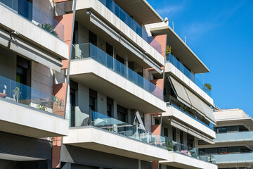 Modern apartment buildings seen in Badalona, Spain