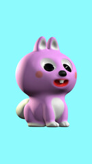 Cute 3d Rabbit looking down