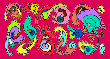 Obraz premium Abstract doodle ornament Indonesia contemporary batik pattern vector illustration