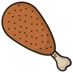 Hand drawn icon of a chicken drumstick