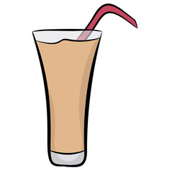 A glass of fizzy drink, tropical juice icon 