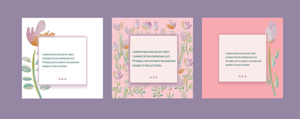 Design backgrounds for social media banner.Set of instagram stories and post frame templates.Vector cover. Mockup for personal blog