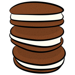 Pitted chocolate and cream cookies