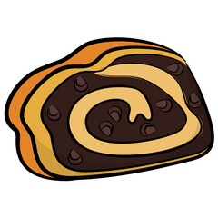Swiss roll with cream chocolate filling
