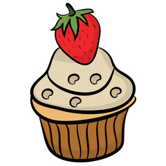 Chocolate cake, black forest cake icon 