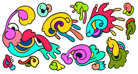 Abstract doodle ornament Indonesia contemporary batik pattern vector illustration