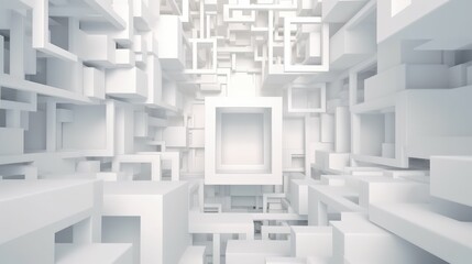 Abstract white futuristic modern background. 3D Polygonal Volumes. Generative AI. - obrazy, fototapety, plakaty