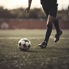 Fototapeta na wymiar Soccer ball Dribbling. Generative AI