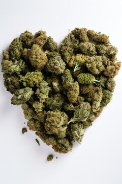 Marijuana nugs in the shape of a heart