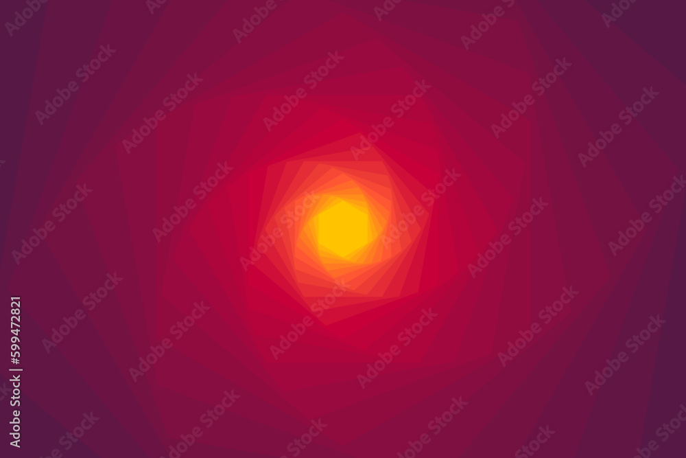 Poster colorful hexagonal gradation spiral vortex background. geometric hexagon swirl blend tunnel vector a