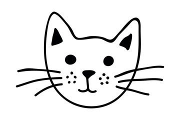 Hand drawn cat muzzle clipart. Cute pet face doodle