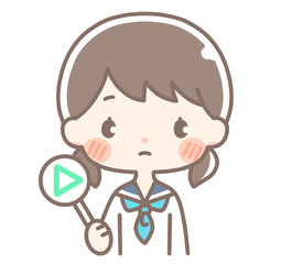 三角札を持つ学生