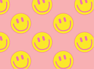 Groove Smile Patterns. Y2K  Retro Vintage Pink 
Color Background