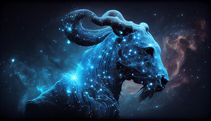 Capricorn, zodiac constellation, astrology. AI generated - obrazy, fototapety, plakaty