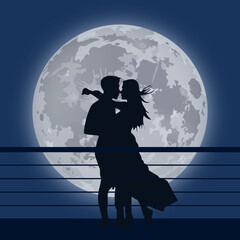 couple love - romantic moon
