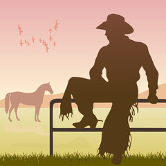 cowboy sitting on the fence
