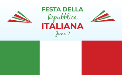 Italian republic day, 2th June, festa della repubblica Italiana, bent waving ribbon in colors of the Italian national flag. Celebration background