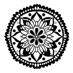 Flower clipart vector design black and white