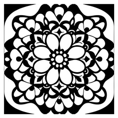 Flower clipart vector design black and white