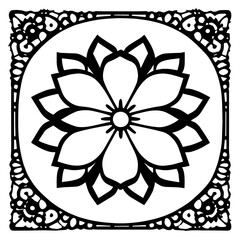 Flower clipart vector design black and white