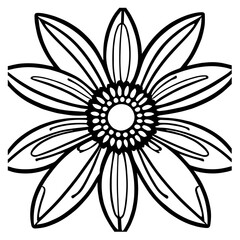 Flower clipart vector design black and white