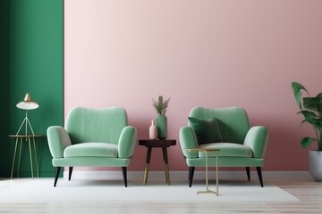 interior background cushion home living room luxury decoration mock up modern simple trendy. Generative AI. - obrazy, fototapety, plakaty