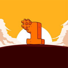 A cartoon of a number 1 on a yellow background