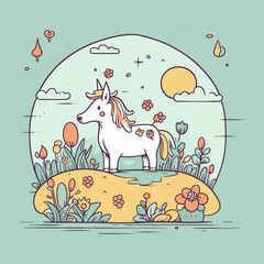 cute and colorful kawaii unicorn illustration perfect for any fun and whimsical design project