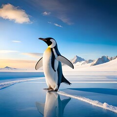 Penguin waddling across the ice