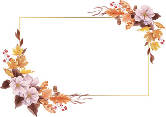 Autumn rectangle  floral frame