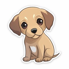 A playful and mischievous chibi Labrador Retriever sticker with a white background, exuding a sense of fun and cuteness. The chibi Labrador Retriever is depicted with an oversized head, Generative AI