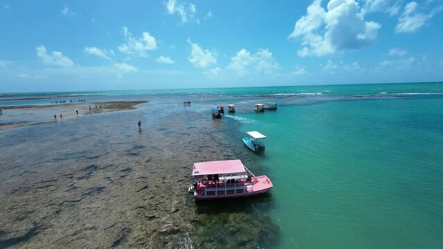 Patacho Natural Pools At Sao Miguel Dos Milagres Alagoas Brazil. Seascape Bay Water. Coast Sky Clouds City Seaside. Coast Drone View City Beach Moodle. Coast Seaside Lifestyle Landmark.