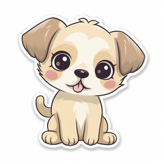 A lovable and endearing chibi dog sticker with a white background, radiating warmth and affection in its cute chibi form. The chibi dog is depicted with a round head, Generative AI