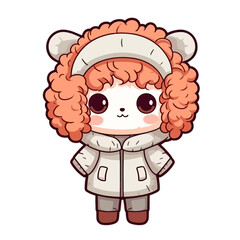 cute child doll wearing winter clothes