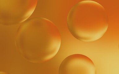 Luxury 3D gold water bubble background. 3D illustration of transparent bubble drops on smooth gold gradient background. Smooth gold water bubbles.