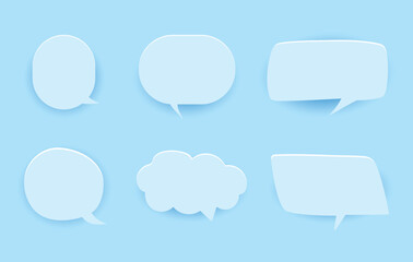 3D bubble chat set. Collection set with blue pastel background