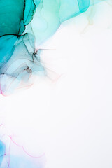 Marble ink abstract art from exquisite original painting for abstract background . Painting was painted on high quality paper texture to create smooth marble background pattern of ombre alcohol ink . © InfiniteFlow