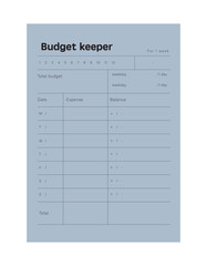 budget keeper planner. Minimalist planner template set. Vector illustration.	 