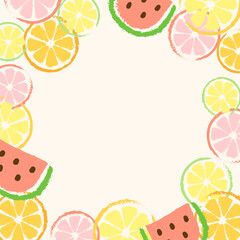 Summer vector background in a retro style with watermelon and orange slices