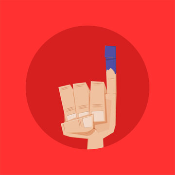 Illustration of a hand to vote election. day of democration celebrate