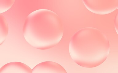 Beautiful 3D peach water bubble background. 3D illustration of transparent bubble drops on smooth peach gradient background. Smooth peach water bubbles. 