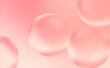 Beautiful 3D peach water bubble background. 3D illustration of transparent bubble drops on smooth peach gradient background. Smooth peach water bubbles. 