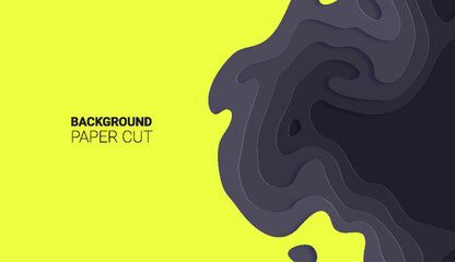 Abstract paper cut background with multi layers effect 3D. Smooth origami shape paper cut texture with gradient, topographic relief imitation vector illustration