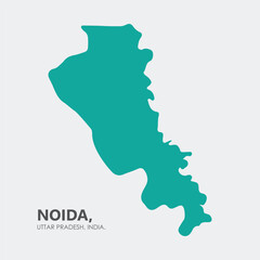 Map of Noida district, Uttar Pradesh - India on isolated grey background. Vector, Illustration.
