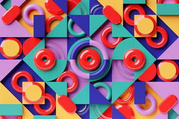 3D multicolor geometric shapes . Abstract  design elements. Dynamic  abctract  pattern, 3D illustration