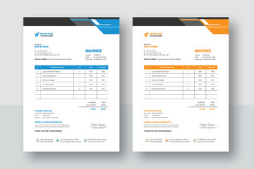 Business corporate creative invoice template. Business invoice for your business, print ready invoice template. minimal yellow and blue  invoice template vector design