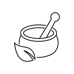 Mortar and pestle icon, Kitchen pounder vector sign, isolated on white background. vector illustration