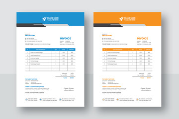 Business corporate creative invoice template. Business invoice for your business, print ready invoice template. minimal yellow and blue  invoice template vector design