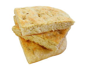 Stack of Focaccia Bread Slices Isolated on Transparent Backdrop, PNG file