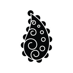 Traditional paisley ornament icon design. Simple drawing floral pattern. isolated on white background. vector illustration